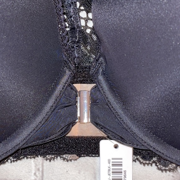 NWT- ADORE ME FRONT CLOSURE T STRAP BRA SIZE 40D black with nude sides. - Picture 3 of 7
